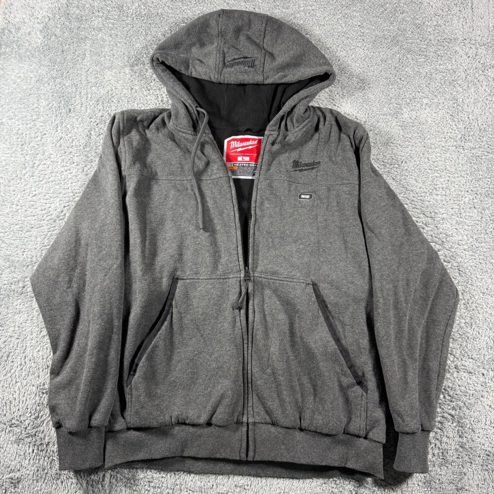 Milwaukee Heated Gear Hoodie Mens Large Gray M12 Full Zip Workwear Thermal Lined